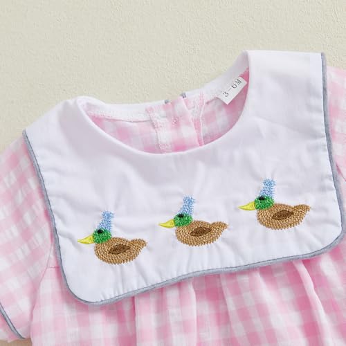 Baby Girl Summer Outfit Plaid Bubble Romper Vintage Smocked Outfits Farm Onesie Newborn Clothes Summer4