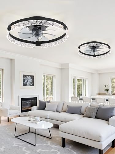 Image of LEDIARY 2-Pack 20 inch Ceiling Fans with Lights, APP & Remote, Black