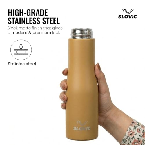 Image of SLOVIC Stainless Steel Water Bottle 1 LTR | 100% BPA Free & Leak-Proof | Sipper Water Bottle for Adults | Sipper Water Bottle for Adults | Ideal for Gym, Sports & Camping