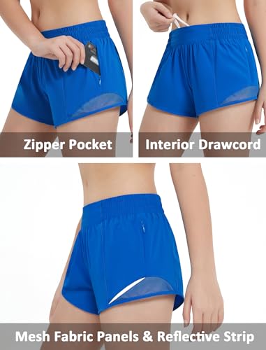 EXARUS Girls 2.5"/4" Athletic Shorts Running Workout Track with Liner Zip Pocket Lightweight Gym Sports for Kids 6-12Y4