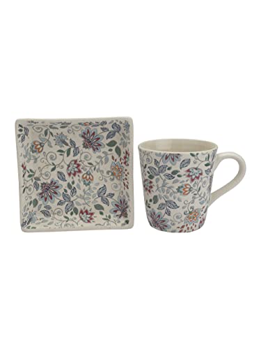 Image of Miah Decor Ceramic Coffee Mugs Set with Serving Platter, Handmade Stoneware
