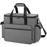 Trunab Large Scrapbook Bag with Padded Laptop Sleeve, Craft Bag Organizer Tote with Multiple Pockets for Scrapbooking Supplies and Art Tools, Grey