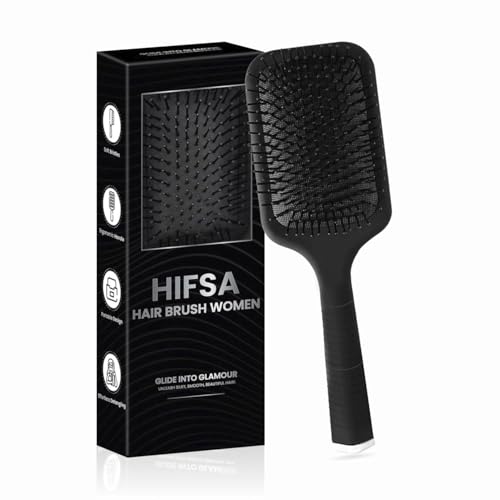 Paddle Hair Brush Women Hair Brush Blow Drying Professional Hairbrush Easy Grip Handle Hair Comb Straightening & Detangle Brush For Wet Dry Long Thick Thin Curly Natural Hair Salon Supplies (1Pc)