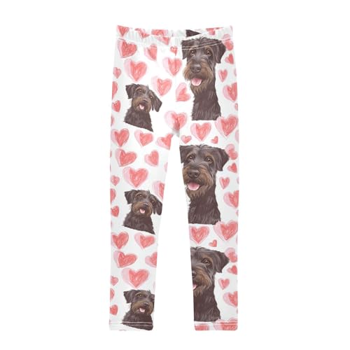 Dogs with Hearts Girls Leggings,Workout Leggings for Girls Toddler Athletic Leggings Size for 3-10T