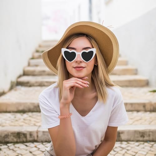 YISZCXIAK Herz Sonnenbrille Partybrille Set Herzform Brille JGA Brillen Herzbrille mit Stift Hippie Herzförmige Brille Herzchen Brille für Party Hochzeit Halloween 10 Stück (Weiß)
