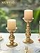 2 Pcs Gold Pillar Candle Holders, Gold Candlestick Most Ideal for 3