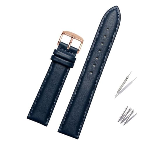 Bracelet de montre en cuir véritable bleu : l'élégance du cuir de vachette au poignet