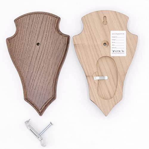 1 targhetta per trofeo REH con punta piccola marrone AF 19 cm x 11 cm con 1 scomparto in pino e 1 clip per l'udito