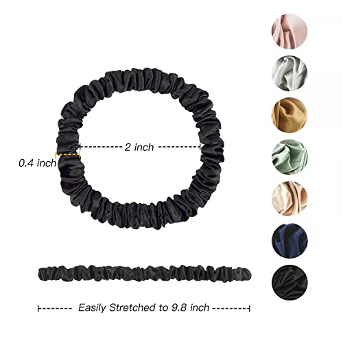 Miwen Silk Scrunchies 100% Pure Mulberry Silk Hair Ties,Gentle On Hair, Soft & Shiny, Less Pulling, Breakage For Ponytail (Small, Champagne+Green+Cherry Pink) #TOP2