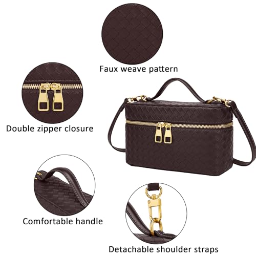 Image of Trendy Shoulder Bags for Women Mini L19 Square Box Satchel Bag Cute PU Leather Crossbody Purse with Adjustable Strap