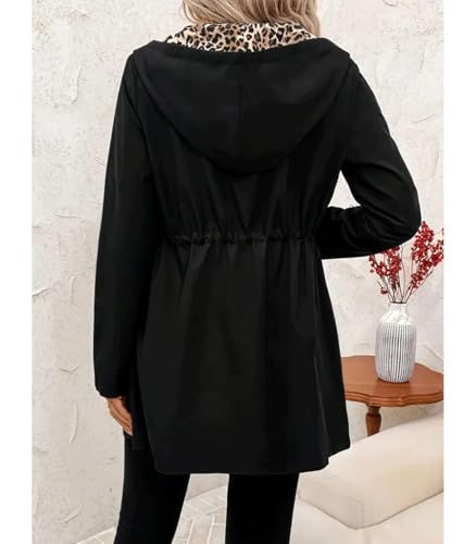 INVACHI Women's Lightweight Reversible Casual Anorak Coat Full Zip Up Windbreaker with drawstring and Cinched Waist Design3