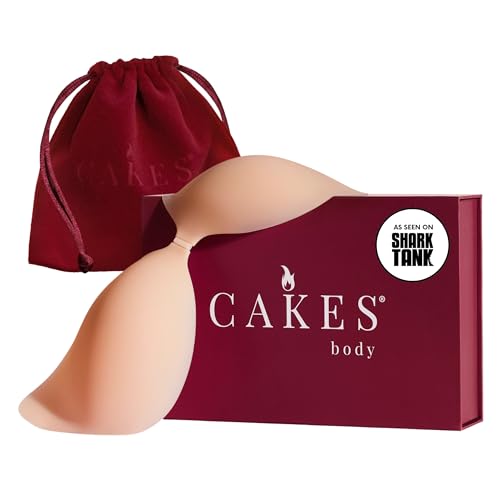CAKES Body Adhesive Strapless Bra - Reusable Cakes Sticky Bra for Fuller Looking Seamless Shape, Sculpting Solution for The Best Boobs of Your Life - Honey, Size Medium (32C,32D,34C,34D,36C)