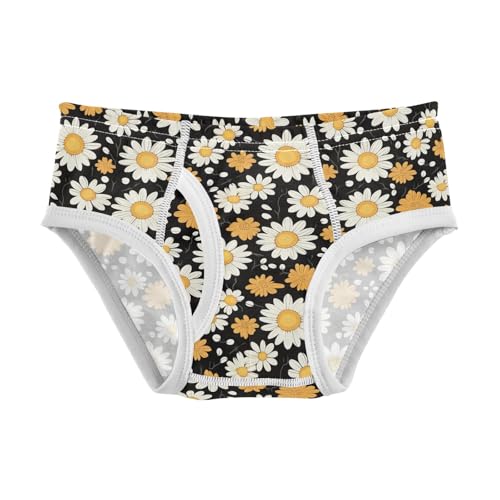 ODAWA Daisies Black Retro Soft Toddler Cotton Underwear Tagless Toddler Boys Underwear 2T
