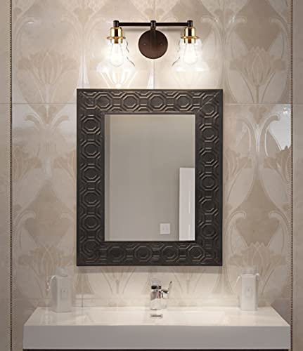 Image of JONATHAN Y 18.5 inch Brass Gold /Oil Rubbed Bronze Modern Industrial Rustic 2-Light LED Vanity Light with Clear Glass Shade, Vintage Wall Sconce for Bathroom Kitchen Hallway, LED Bulb Included (JYL3545A)