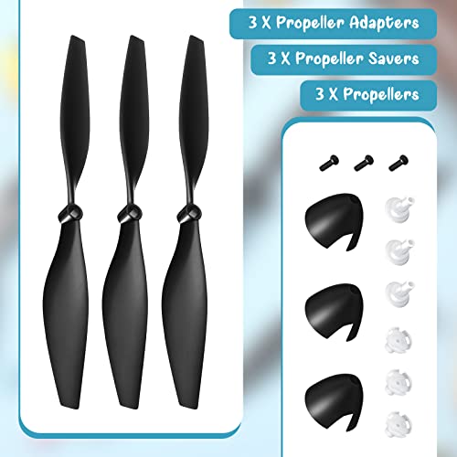 3 Sets Spare Rc Plane Propellers Rc Airplane Carbon Fiber Nose Cone Compatible with TR-C285G Rc Plane and TR-C385 4 Channel Remote Control Airplane with Propeller Savers and Adapters