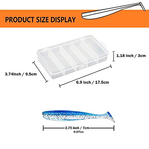 Symeina 100Pcs Paddle Tail Swimbaits Lures, Soft Plastic Fishing Lures Kit, 2.75" Bass Fishing Bait For Freshwater And Saltwater With Box #TOP1