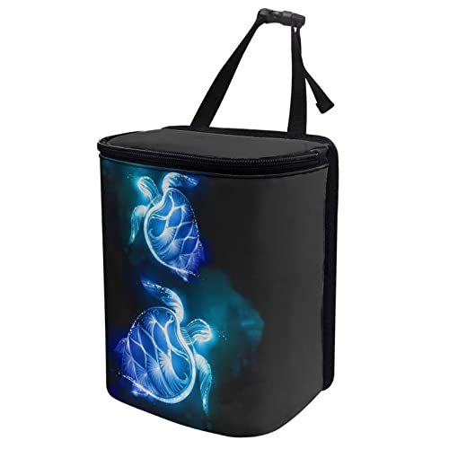 Image of Talayituse Sea Turtle Print Car Trash Can, Portable Auto Garbage Bin Multifunctional Vehicle Interior Accessories with Adjustable Straps Universal Fit Truck SUV Sedan