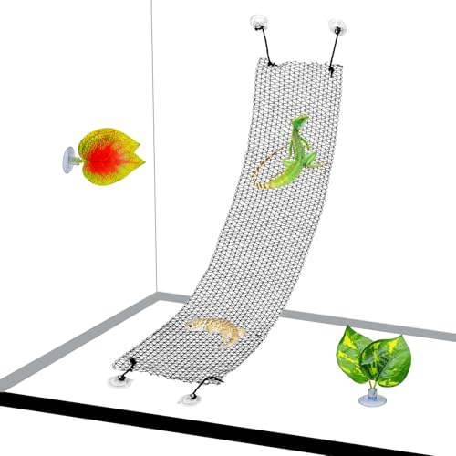 Bearded Dragon Hammock Lizard Climbing Hammock Lounger Collapsible Reptile Climbing Wall Bridge Tank Accessories for Gecko Snake Hermit Crab Chameleon (1 Pcs)