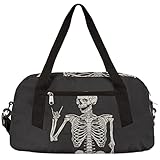 Human Skeleton Skull Gym Bag for Women and Men,Day Of The Dead Halloween Small Duffel Bag for Sports, Gyms, Yoga, Weekend Getaway, Travel Overnight Bag Workout Bag Cheer Dance Bag for Girls Boys Teen