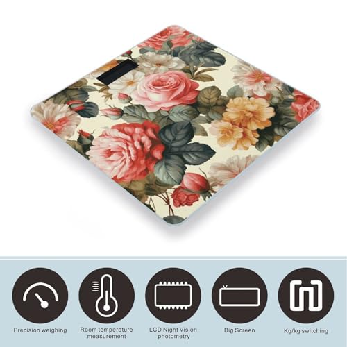 Báscula digital de baño con vidrio templado y pantalla LED clara miniatura 3