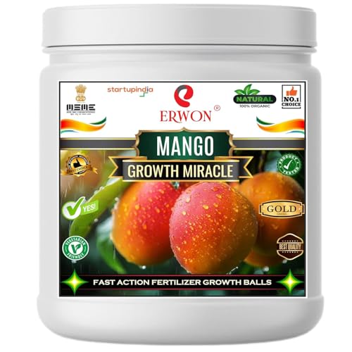 Image of Erwon Mango GROWTH MIRACLE Fertilizer, Fast Action Organic Granules for rapid Growth and Heavy Flowering and Bigger Fruits. (400 gm)