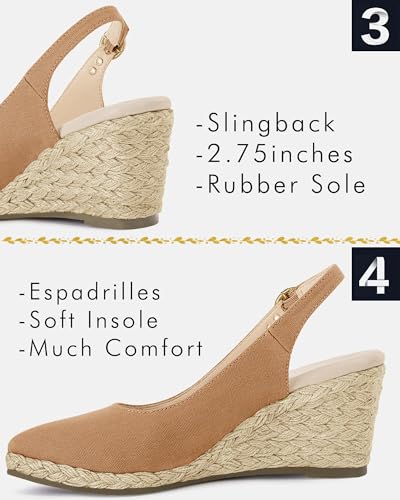 Image of Juliet Holy Womens Wedge Sandals Espadrilles Closed Toe Slingback Buckle Strap Comfortable Casual Summer Wedges Shoes