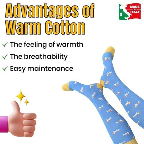 Image of Cotton Knee High Socks for Women Made in Italy, Long Socks for Women (One Size Fits All) Women Dress Socks