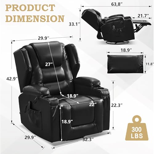 Leather-Rocker-Recliner-Chairs-for-Adults-360-Swivel-Rocking-Theater-Seating-with-Heat-and-Massage-Oversized-Single-Sofa-with-Led-Lights-for-Living-Room-BlackSet-of-2 Leather Rocker Recliner Chairs for Adults 360 Swivel Rocking Theater Seating with Heat and Massage Oversized Single Sofa with Led Lights for Living Room BlackSet of 2