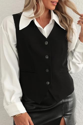 HDZIYU Women's Plus Size Elegant Sleeveless Vest - Solid Color V-Neck Woven Tank Top3