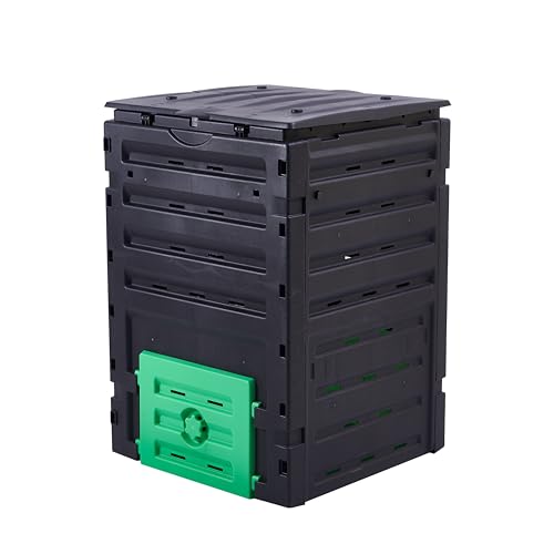450L Outdoor Garden Compost Bin, Large Composter Compost Bin, Grass Eco Friendly Converter Debris Waste Garden Home Organic Waste Converter, Black