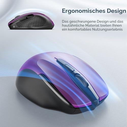 TECKNET Kabellose Maus, 2.4G Optische Funkmaus mit USB Empfänger, Grau – Ansicht 2