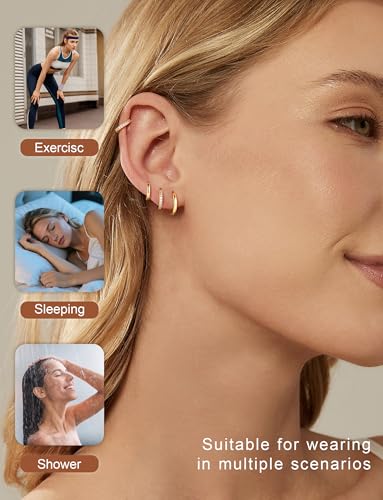 M MOOHAM Huggie Hoop Earrings for Women Teen Girls, 14K Gold Plated - image 7
