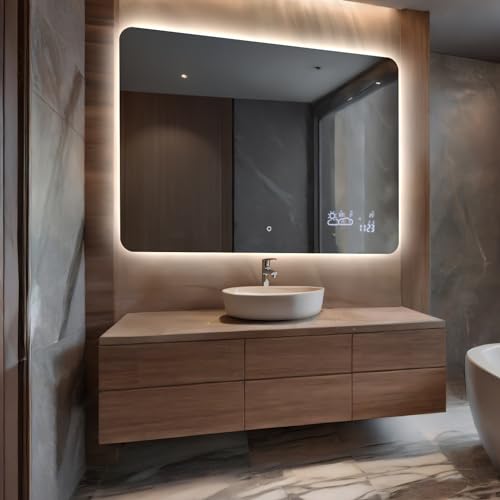 Specchio da Bagno LED 160x70cm Faye - su Misura - Specchio Bagno con Luce LED - Specchio da Parete Personalizzabile, con Opzione di Selezione