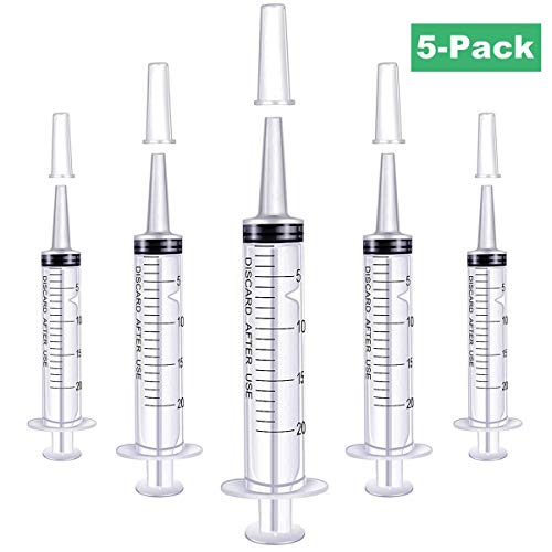 BSTEAN 5 Pack 20ml Large Plastic Syringe with Catheter Tip Cap and Cover