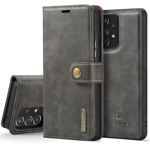 Étui Galaxy A53 5G en cuir véritable gris combinant élégance et protection