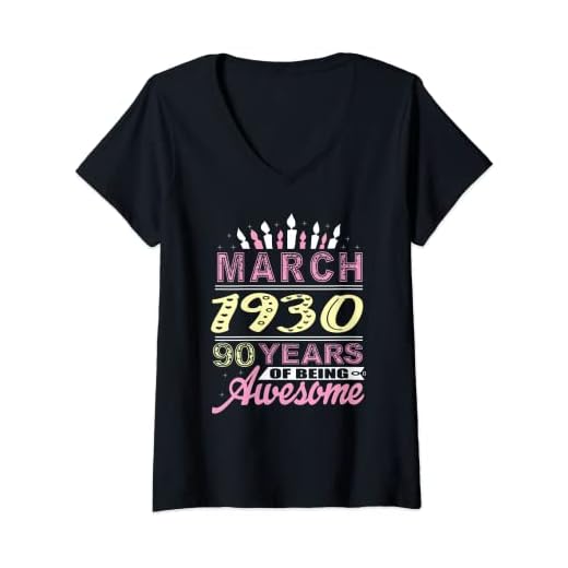 Mujer Marzo 1930 90 años de edad 90 cumpleaños vela romántica mujeres Camiseta Cuello V
