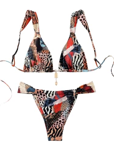 ZAFUL Damen Triangel-Bikini-Set, Schleife, Dekor, Rüschenbesatz,...
