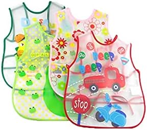 Koochie-Koo Plastic Waterproof Quick Dry Sleeveless Washable Printed Feeding Bibs Apron For New Born Kids & Toddler, Unisex Cute Printed Meal Time Bib Set For Baby Boys & Girls(Pack Of 2, Assorted )