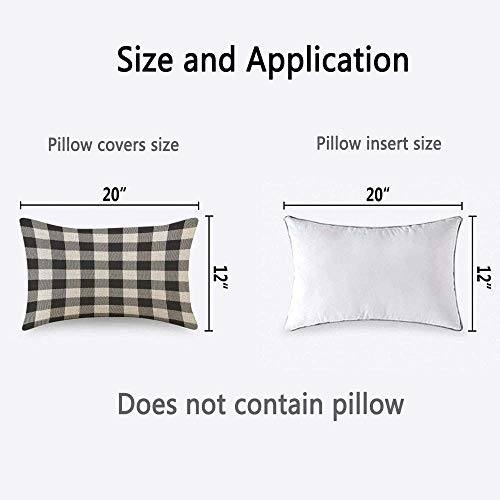 Hosnye Plaid Throw Pillow Cover Vintage White Black Gingham Checkered Linen Fabric For Couch Bed Sofa Car Waist Cushion Cover 12 X 20 Inch Pillow Case #TOP2