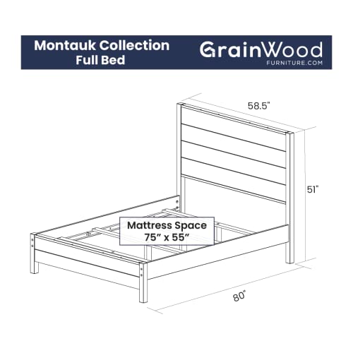 Grain Wood Furniture Montauk Solid Wood Bed, Full Size, Rustic Walnut