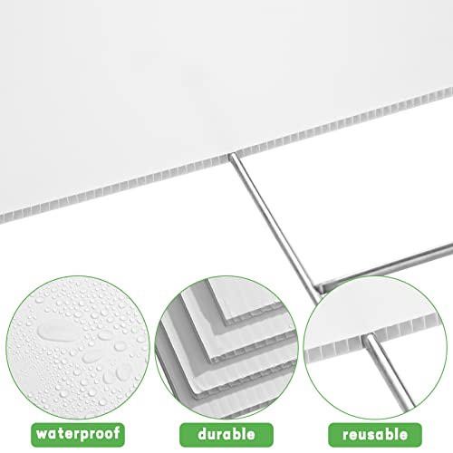 Tatuo 50 Pcs 18x24 Inches Large Blank Yard Signs with H Stakes Corrugated White Plastic Kit Includes 50 Lawn Signs 50 Metal H Stakes 10x16 Inches for Campaign Business Garage Rent