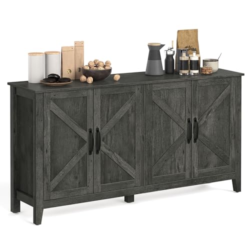VASAGLE LIRY Collection - Storage Cabinet, Buffet Cabinet, Sideboard, Credenza, with Adjustable Shelves, for Living Room, Entryway, Antique Charcoal ULSC381T04