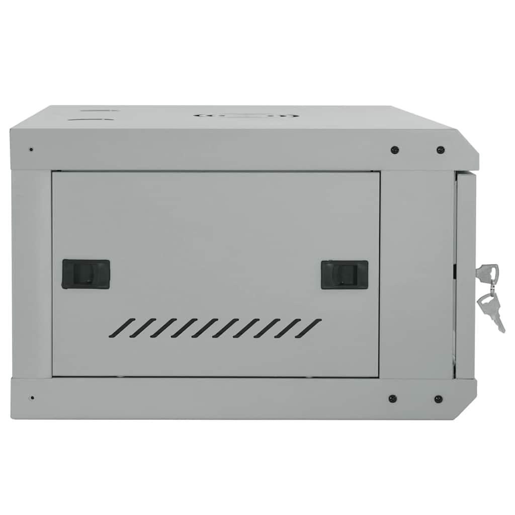 Armadio da parete per tecnologia di rete 60 x 45 x 28 cm, armadio server da 19 pollici in acciaio robusto con porta di sicurezza in vetro, grigio