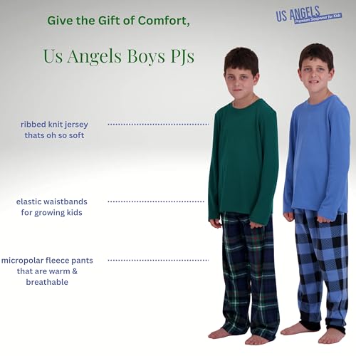 Image of US Angels Pajamas Set for Boys, 4-Piece Set, Short Sleeve Shirt with Pajama Shorts