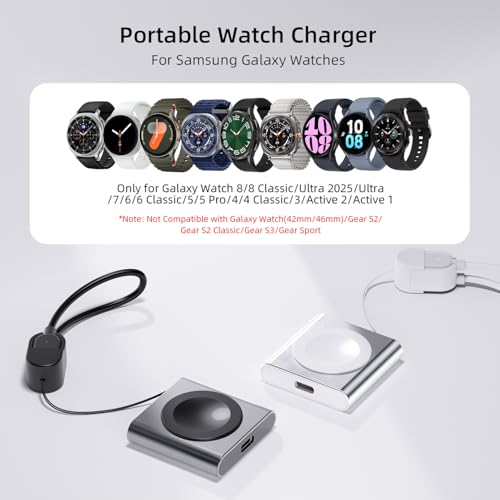 Bonola Portable Watch Wireless Charger for Samsung Watch Ultra/8/7/6 Classic, Type C to C Keychain Charger Dock for Galaxy Watch 5 Pro/4 Classic 3 & Active 2 by Bonola - Used condition - Image 5
