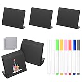 32 Kleine Kreidetafeln zum Beschriften, Mini Preisschilder Aufsteller, L-Form Tischschilder Buffet Schilder zum Beschriften Gastronomie Abwischbar für Hochzeit Party Tischkarten + 8 Stifte und 2 Tüche