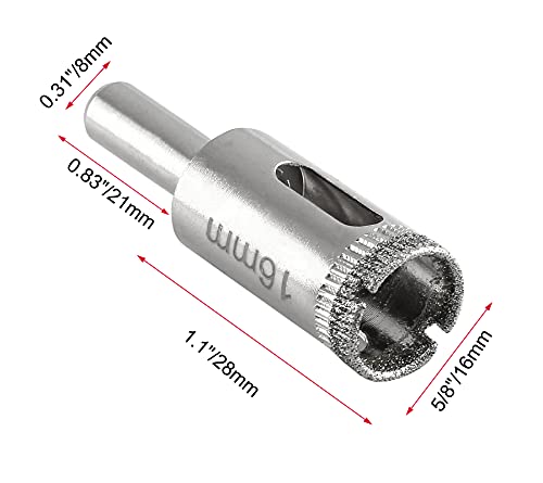 Image of Luomorgo 16mm /5 /8 inch Diamond Hole Saw Drill Bits, 5Pcs | 1.1 inch Cutting Depth, For Glass Ceramic Marble, For Porcelain Tile Granite, For Quartz Gemstone