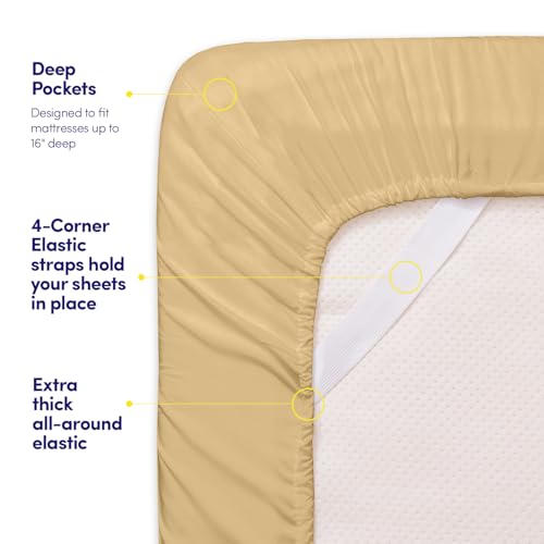 Image of 1500 Supreme Collection King Sheet Sets Camel - Luxury Hotel Bed Sheets and Pillowcase Set for King Mattress - Extra Soft, Elastic Corner Straps, Deep Pocket Sheets, King Camel