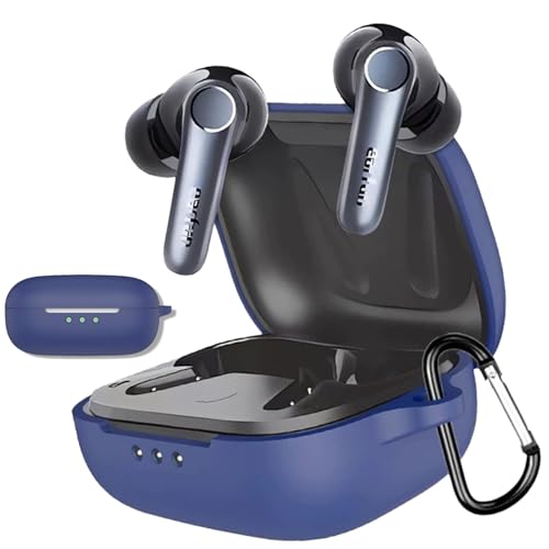 【CIOODDW 】earfun air pro 4 ケース 対応 earfun air pro 4 液状シリコン イヤーファンエアプロ4 ケース 全面保護 装着充電可能 落下防止 キズ防止 耐衝撃 防塵 防水 軽量 収納 カラビナ付き (ブルー)