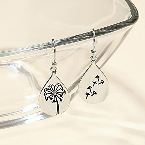 ANDPAI Handmade Lightweight 925 Sterling Silver Dandelion Dangle Drop Earrings for Women Teen Girls Water Drop Vintage Silver Flower Mountain Tree Dangle Earrings Jewelry Gifts for Mom Lover 7